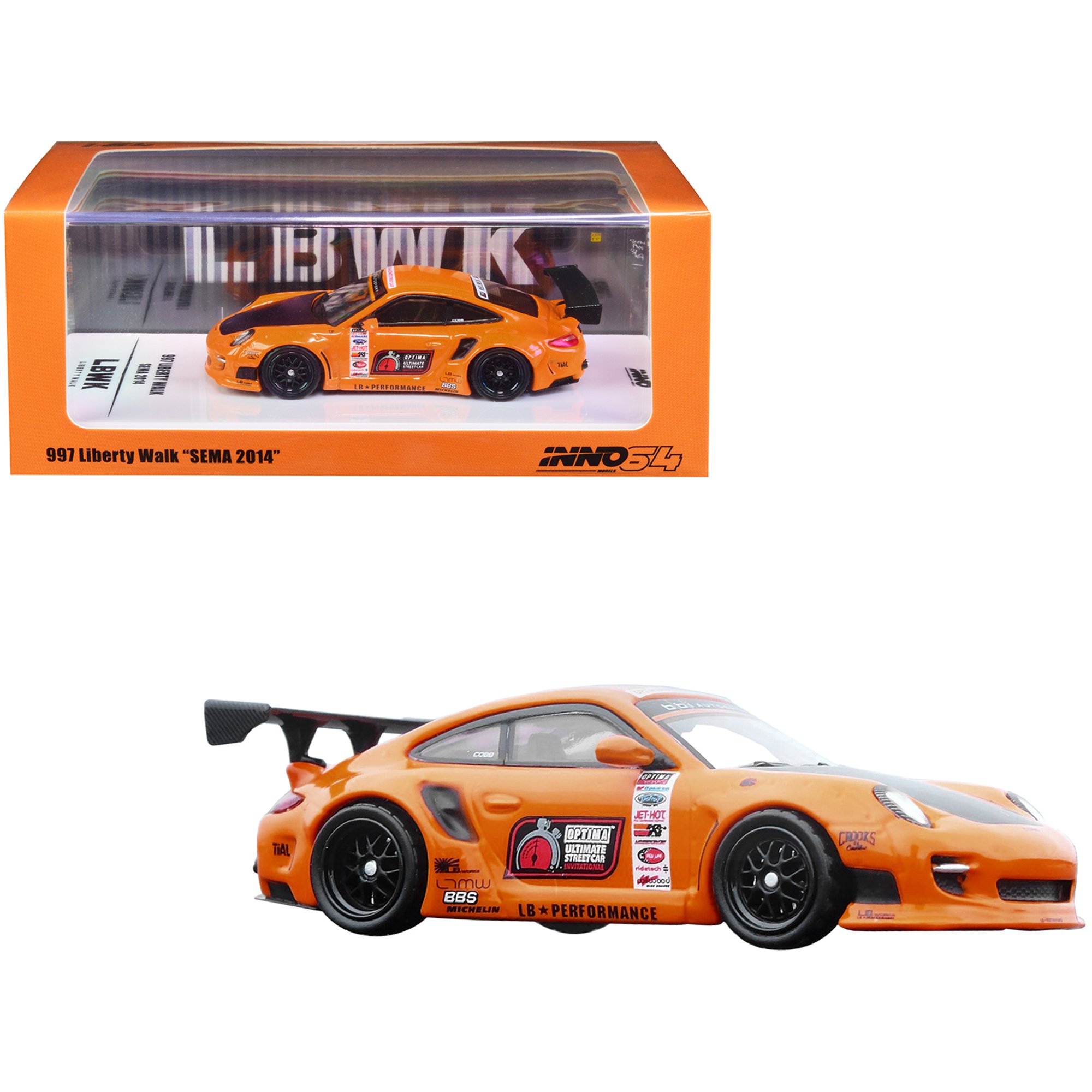 997 LBWK Liberty Walk Orange with Matt Black Hood and Graphics SEMA ...